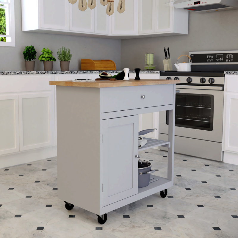 Rosalind Wheeler Rolling Kitchen Island with Manufactured Wood